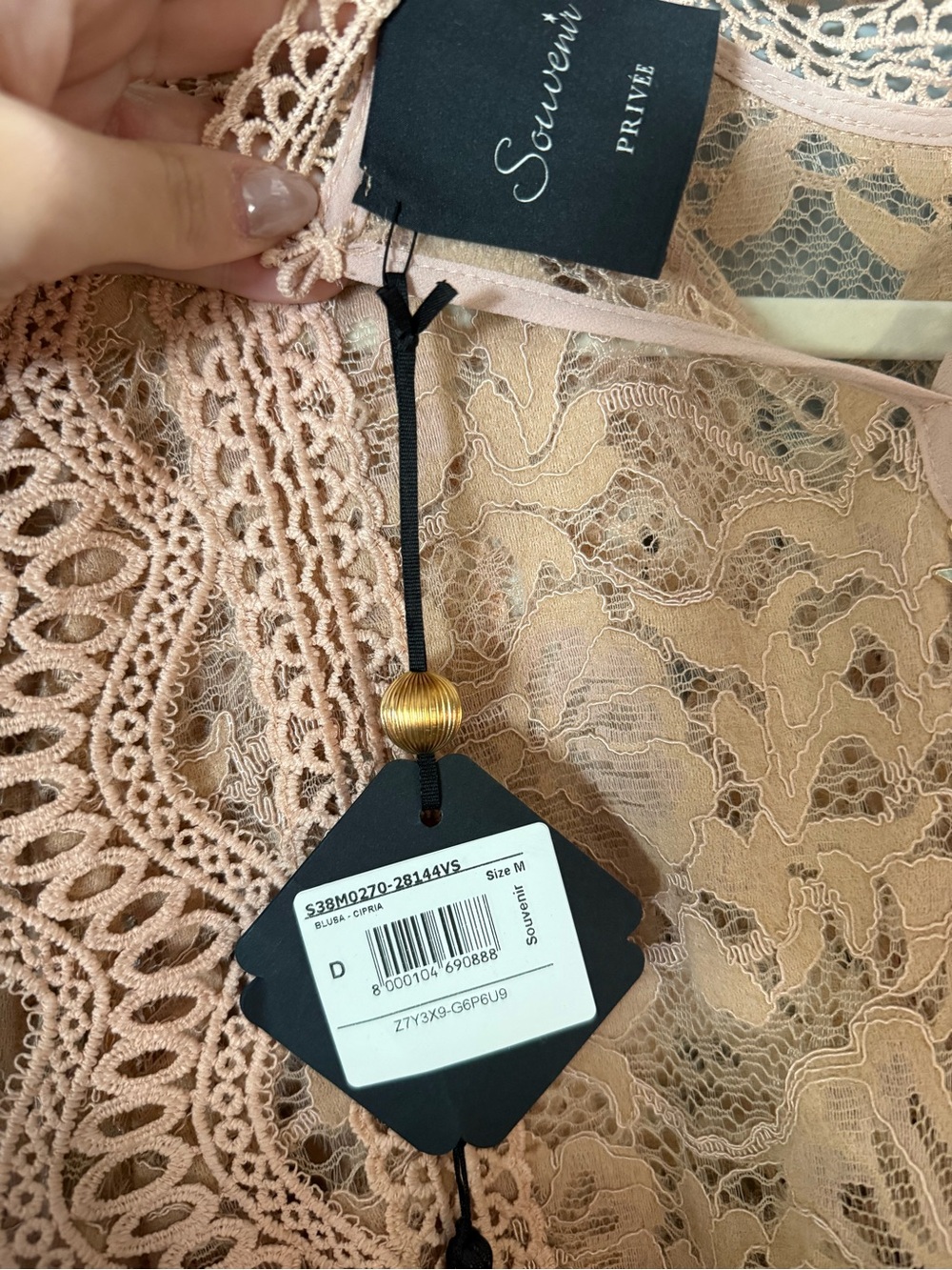 Anthropologie Peach Crochet Lace Long-Sleeve Blouse - Picture 3 of 5